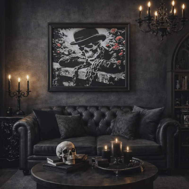 Chained Skeleton in Rose Garden